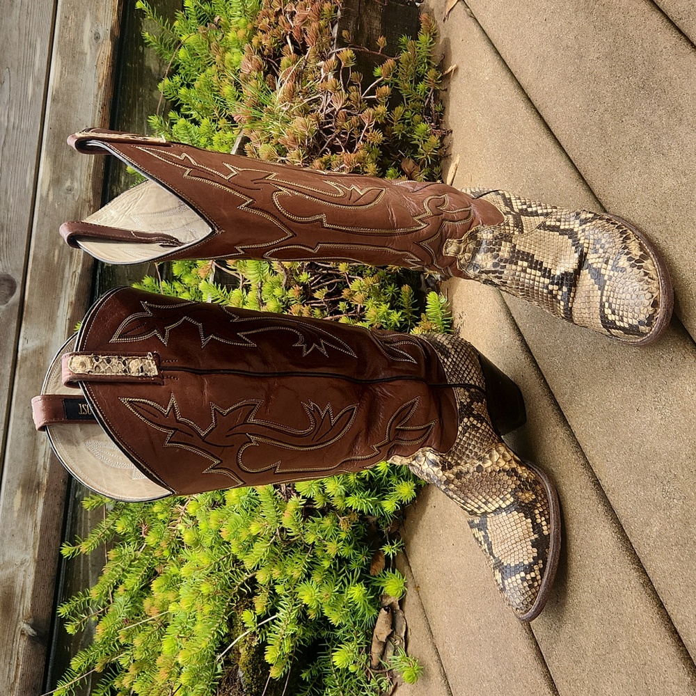 Dan Post Snake Skin Cowboy Boots Men's Size 6.5 C Approx Women's Size 8 C - Picture 6 of 17
